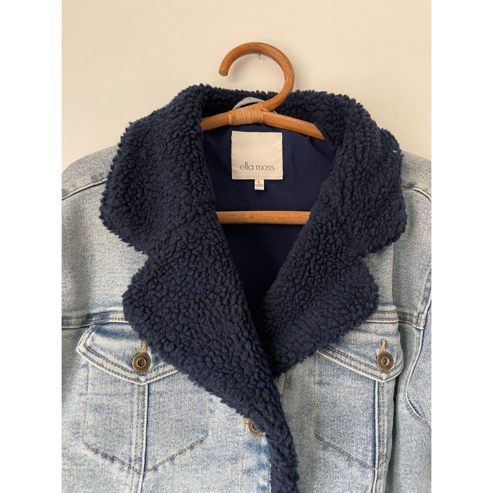 Ella Moss Sherpa Lined Denim 90s Jean Jacket Large $90 - Picture 6 of 10